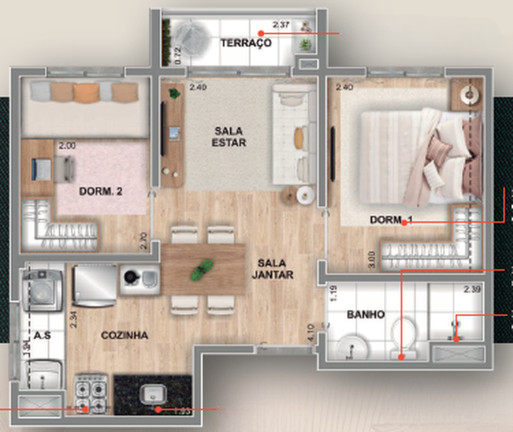 Foto do imóvel Imóvel com 2 Quartos à Venda, 42 m² em Ferreira - São Paulo