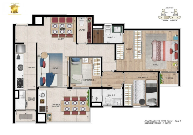 Imagem Apartamento com 2 Quartos à Venda, 63 m² em Vila Valparaíso - Santo André