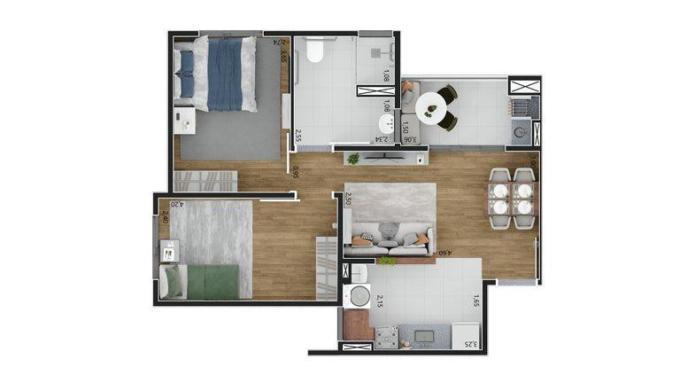 Imagem Apartamento com 2 Quartos à Venda, 57 m² em Bela Vista - Salto