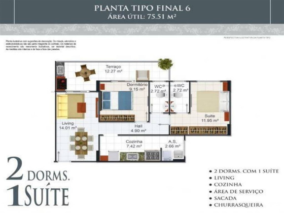 Foto do imóvel Apartamento com 2 Quartos à Venda, 75 m² em Aviação - Praia Grande