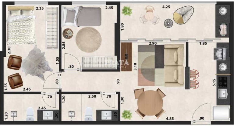 Foto do imóvel Apartamento com 2 Quartos à Venda, 55 m² em Marapé - Santos