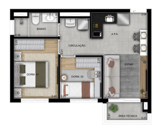 Imagem Apartamento com 2 Quartos à Venda, 40 m² em Vila Guilhermina - São Paulo