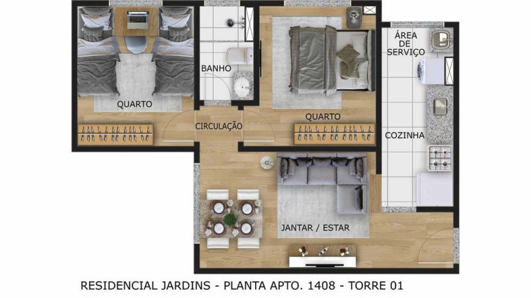 Imagem Apartamento com 2 Quartos à Venda, 43 m² em Engordadouro - Jundiaí
