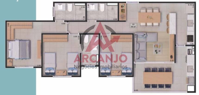 Imagem Apartamento com 3 Quartos à Venda, 94 m² em Sumaré - Caraguatatuba