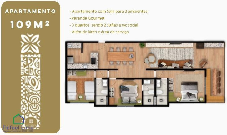 Imagem Apartamento com 3 Quartos à Venda,  em Muro Alto - Ipojuca