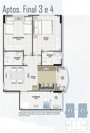 Foto do imóvel Apartamento com 2 Quartos à Venda, 55 m² em Ocian - Praia Grande