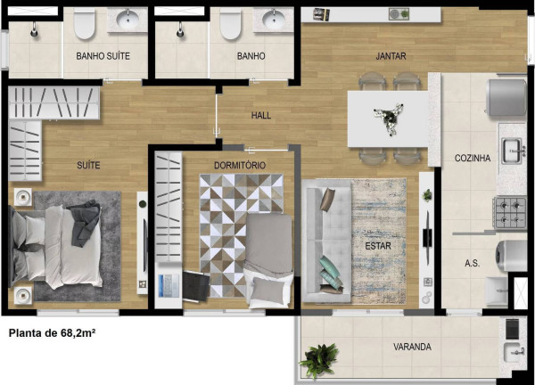 Foto do imóvel Apartamento com 2 Quartos à Venda, 68 m² em Jardim Carolina - Jundiaí