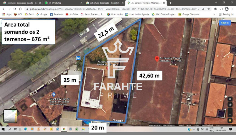 Foto do imóvel Terreno à Venda, 676 m² em Marapé - Santos