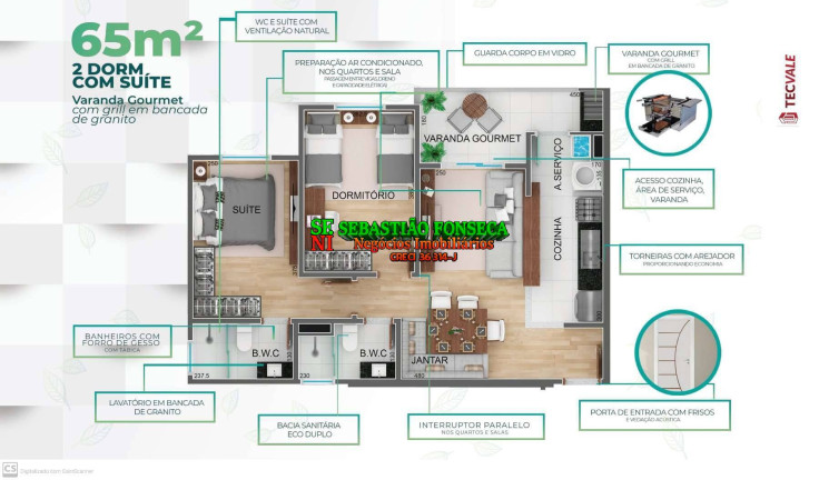 Imagem Apartamento com 2 Quartos à Venda, 65 m² em Loteamento Villa Branca - Jacareí