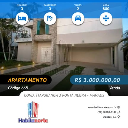 Imagem Apartamento com 3 Quartos à Venda, 800 m² em Ponta Negra - Manaus