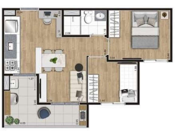 Imagem Apartamento com 2 Quartos para Alugar, 42 m² em Belenzinho - São Paulo