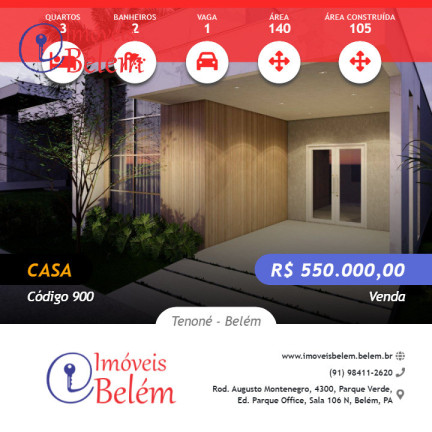 Imagem Casa com 3 Quartos à Venda, 140 m² em Tenoné - Belém