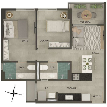 Imagem Apartamento com 2 Quartos à Venda, 56 m² em Bancários - João Pessoa