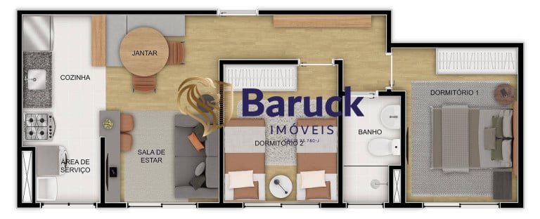 Foto do imóvel Apartamento com 2 Quartos à Venda, 43 m² em Vila Sonia - Praia Grande