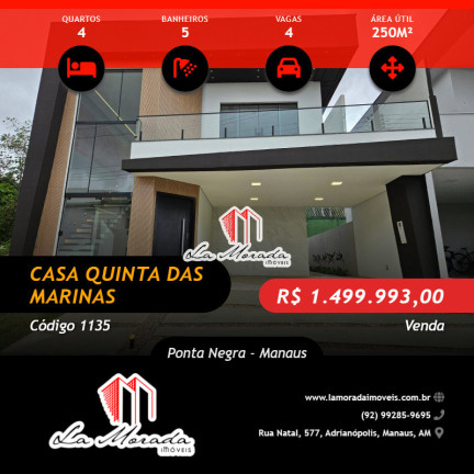 Foto do imóvel Casa com 4 Quartos à Venda, 250 m² em Ponta Negra - Manaus