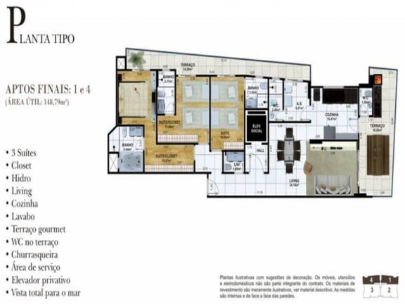 Foto do imóvel Apartamento com 3 Quartos à Venda, 147 m² em Canto Do Forte - Praia Grande Foto do imóvel Apartamento com 3 Quartos à Venda, 147 m² em Canto Do Forte - Praia Grande