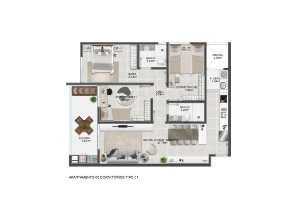 Imagem Apartamento com 3 Quartos à Venda, 100 m² em Abraão - Florianópolis