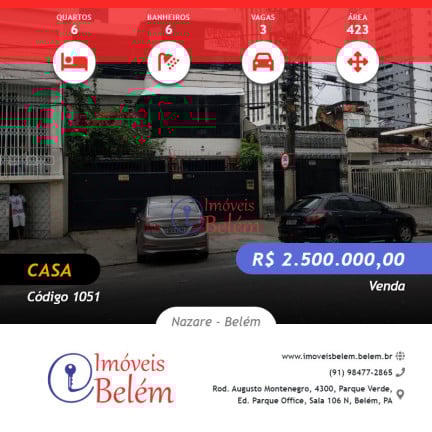 Foto do imóvel Casa com 6 Quartos à Venda, 423 m² em Nazare - Belém