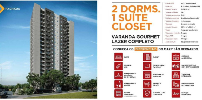 Foto do imóvel Apartamento com 2 Quartos à Venda, 56 m² em São Bernardo - Campinas