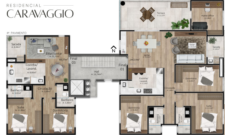 Foto do imóvel Apartamento com 2 Quartos à Venda, 68 m² em Santa Catarina - Caxias Do Sul