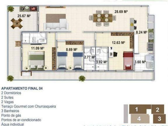 Foto do imóvel Apartamento com 3 Quartos à Venda, 122 m² em Boqueirão - Praia Grande Foto do imóvel Apartamento com 3 Quartos à Venda, 122 m² em Boqueirão - Praia Grande