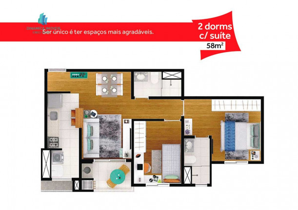 Imagem Apartamento com 2 Quartos à Venda, 58 m² em São Bernardo - Campinas
