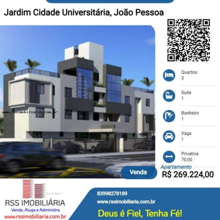 Foto do imóvel Apartamento com 3 Quartos à Venda, 70 m² em Jardim Cidade Universitária - João Pessoa