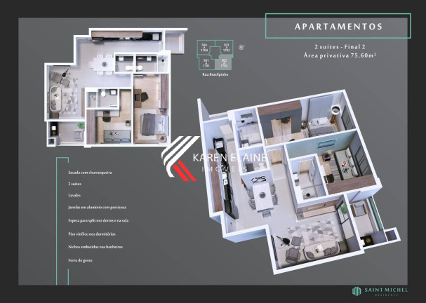 Foto do imóvel Apartamento com 2 Quartos à Venda, 75 m² em Kobrasol - São José