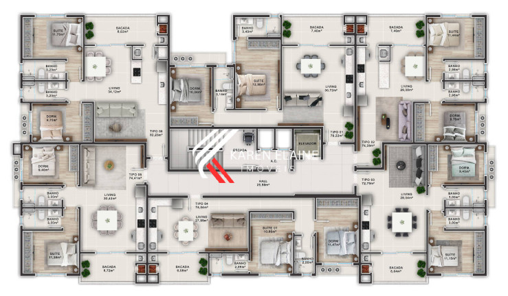 Foto do imóvel Apartamento com 2 Quartos à Venda, 74 m² em Barreiros - São José