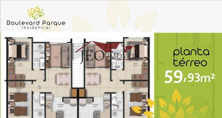Imagem Apartamento com 2 Quartos à Venda, 61 m²