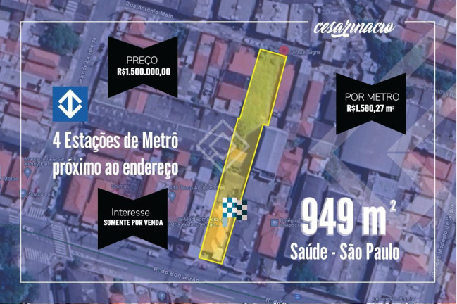 Foto do imóvel Terreno à Venda, 876 m² em Saúde - São Paulo
