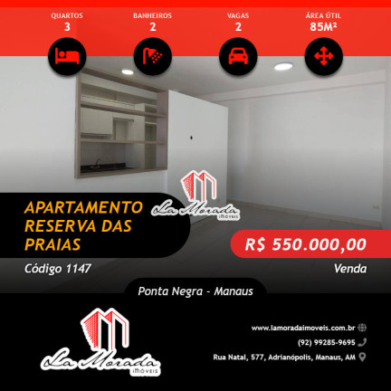 Foto do imóvel Apartamento com 3 Quartos à Venda, 85 m² em Ponta Negra - Manaus