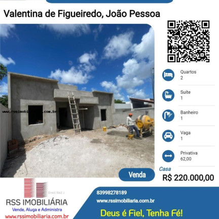 Imagem Casa com 2 Quartos à Venda, 62 m² em Valentina De Figueiredo - João Pessoa
