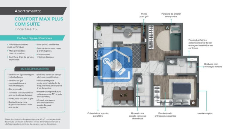 Foto do imóvel Apartamento com 2 Quartos à Venda, 48 m² em Santo Amaro - São Paulo