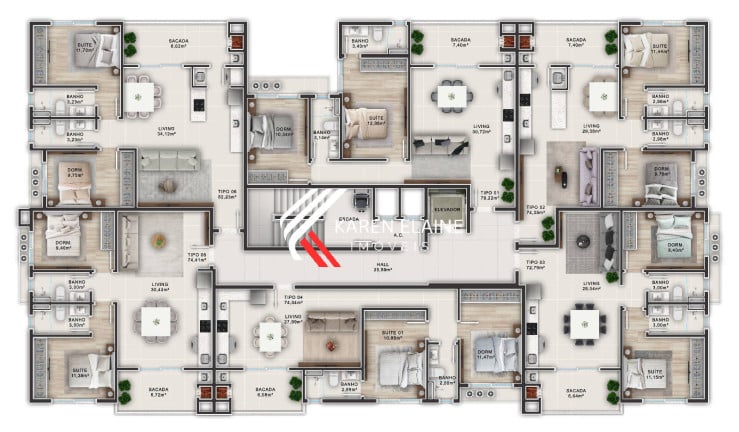 Foto do imóvel Apartamento com 2 Quartos à Venda, 74 m² em Barreiros - São José