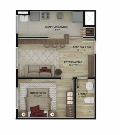 Foto do imóvel Apartamento com 2 Quartos à Venda, 58 m² em Centro - Novo Hamburgo