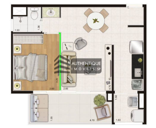 Imagem Apartamento com 1 Quarto à Venda, 47 m² em Campo Belo - São Paulo