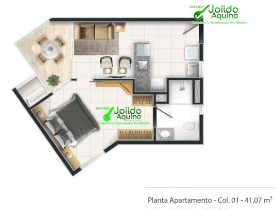 Foto do imóvel Apartamento com 1 Quarto à Venda, 38 m² em Praia De Iracema - Fortaleza