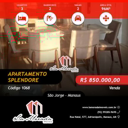 Foto do imóvel Apartamento com 3 Quartos à Venda, 96 m² em São Jorge - Manaus