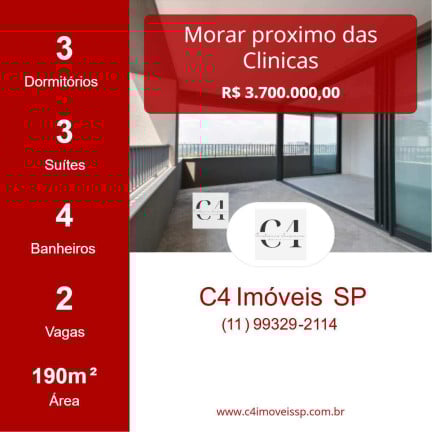 Foto do imóvel Apartamento com 3 Quartos à Venda, 190 m² em Pinheiros - São Paulo