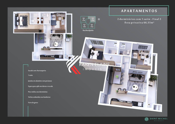 Foto do imóvel Apartamento com 2 Quartos à Venda, 68 m² em Kobrasol - São José