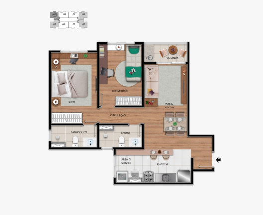 Imagem Apartamento com 2 Quartos à Venda, 55 m² em Centro - Hortolândia