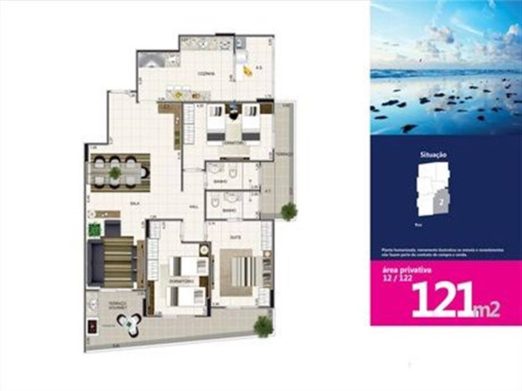 Foto do imóvel Apartamento com 3 Quartos à Venda, 121 m² em Aviação - Praia Grande