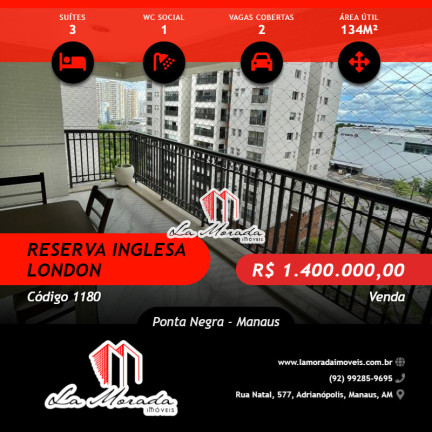 Foto do imóvel Apartamento com 3 Quartos à Venda, 134 m² em Ponta Negra - Manaus