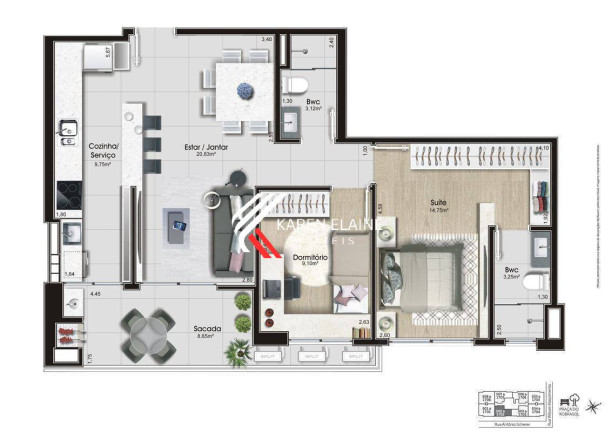 Foto do imóvel Apartamento com 2 Quartos à Venda, 80 m² em Kobrasol - São José