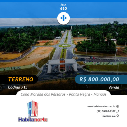 Imagem Terreno à Venda, 660 m² em Ponta Negra - Manaus