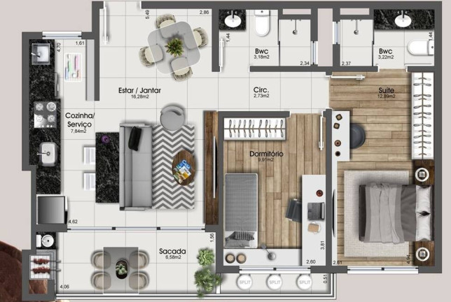 Foto do imóvel Apartamento com 2 Quartos à Venda, 79 m² em Kobrasol - São José