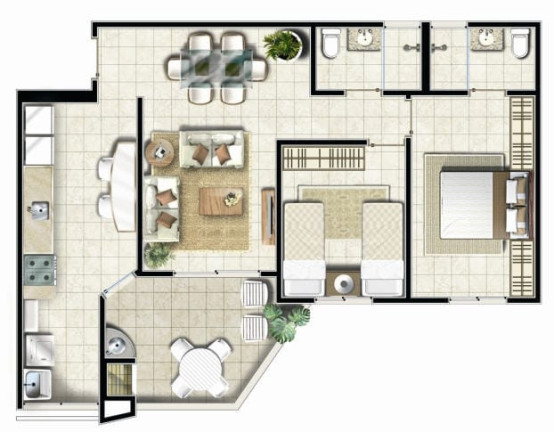 Foto do imóvel Apartamento com 2 Quartos à Venda, 70 m² em Centro - Taubaté