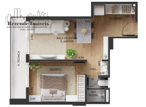 Foto do imóvel Apartamento com 1 Quarto à Venda, 57 m² em Bessa - João Pessoa