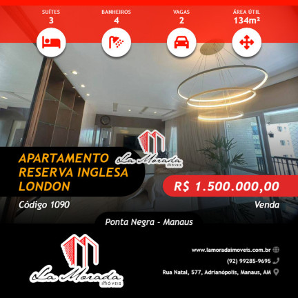 Foto do imóvel Apartamento com 3 Quartos à Venda, 134 m² em Ponta Negra - Manaus